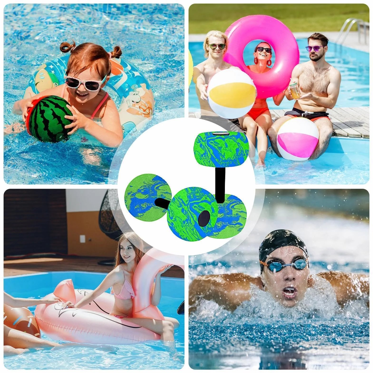 Poids de piscine antidérapants 2 pièces aqua-aérobic fitness adultes enfants natation extérieur