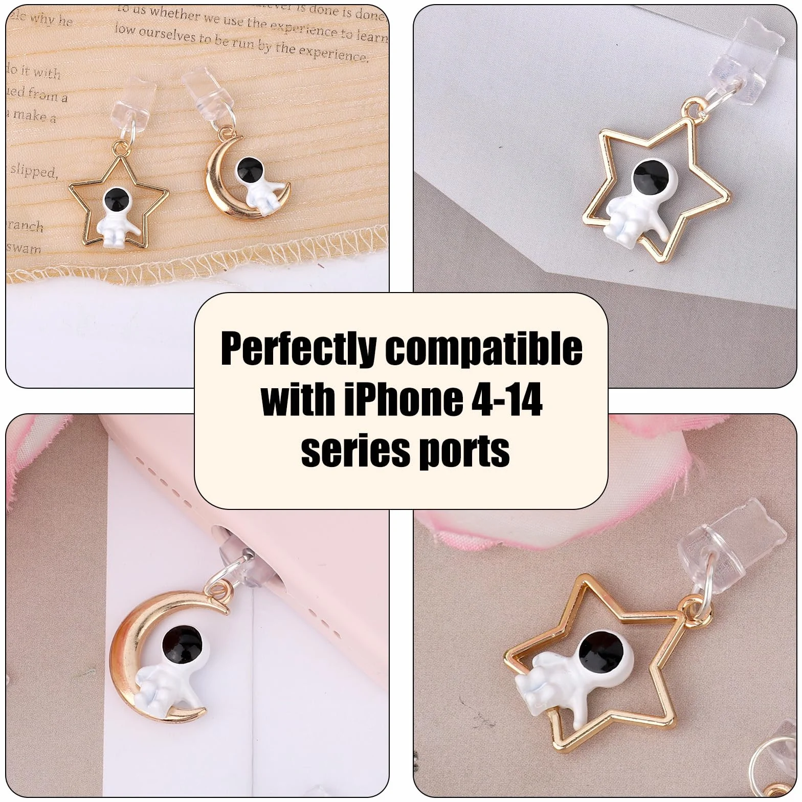 Penitue Lot de 4 Caches Anti-Poussière pour Téléphone iPhone 4 à 14