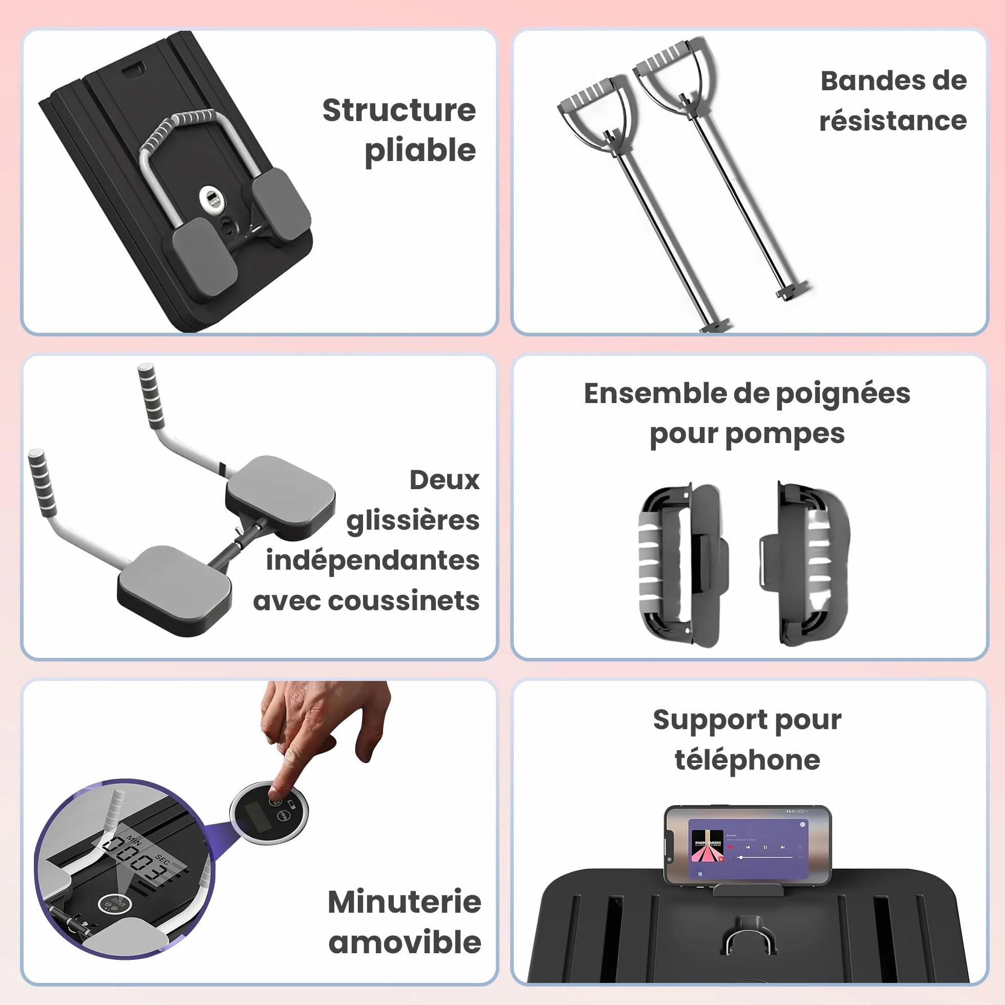 Extralink Pilates Reformer 6 en 1 Multifonctionnel Pliable Compact