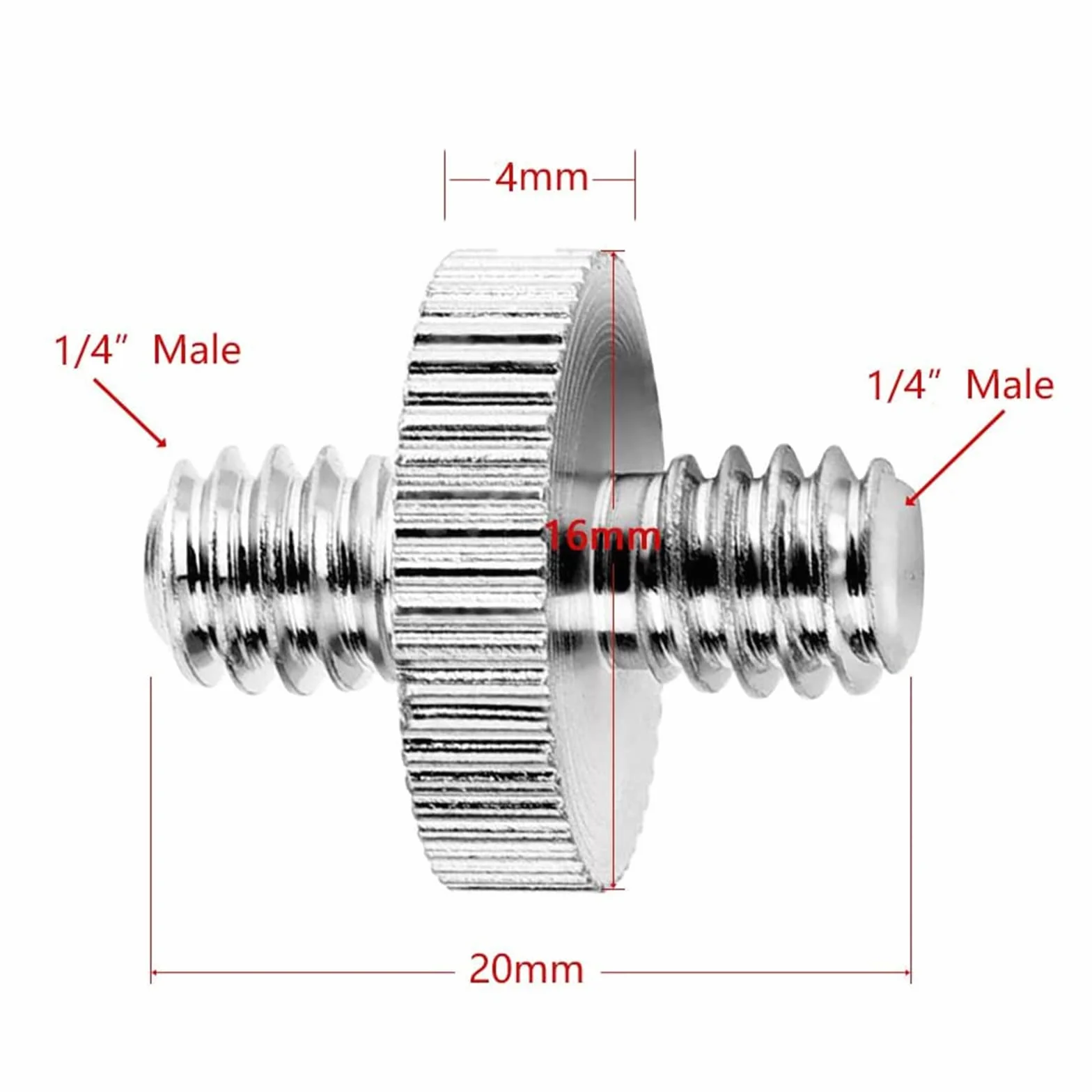 Adaptateur de Vis de Caméra[4 Pièces ],Standard 1/4" mâle à 1/4" Adaptateur mâle fileté,Caméra Vis de trépied Adaptateur Convertisseur pour Appareil Photo/Monopode/Trépied/Cage de Caméra