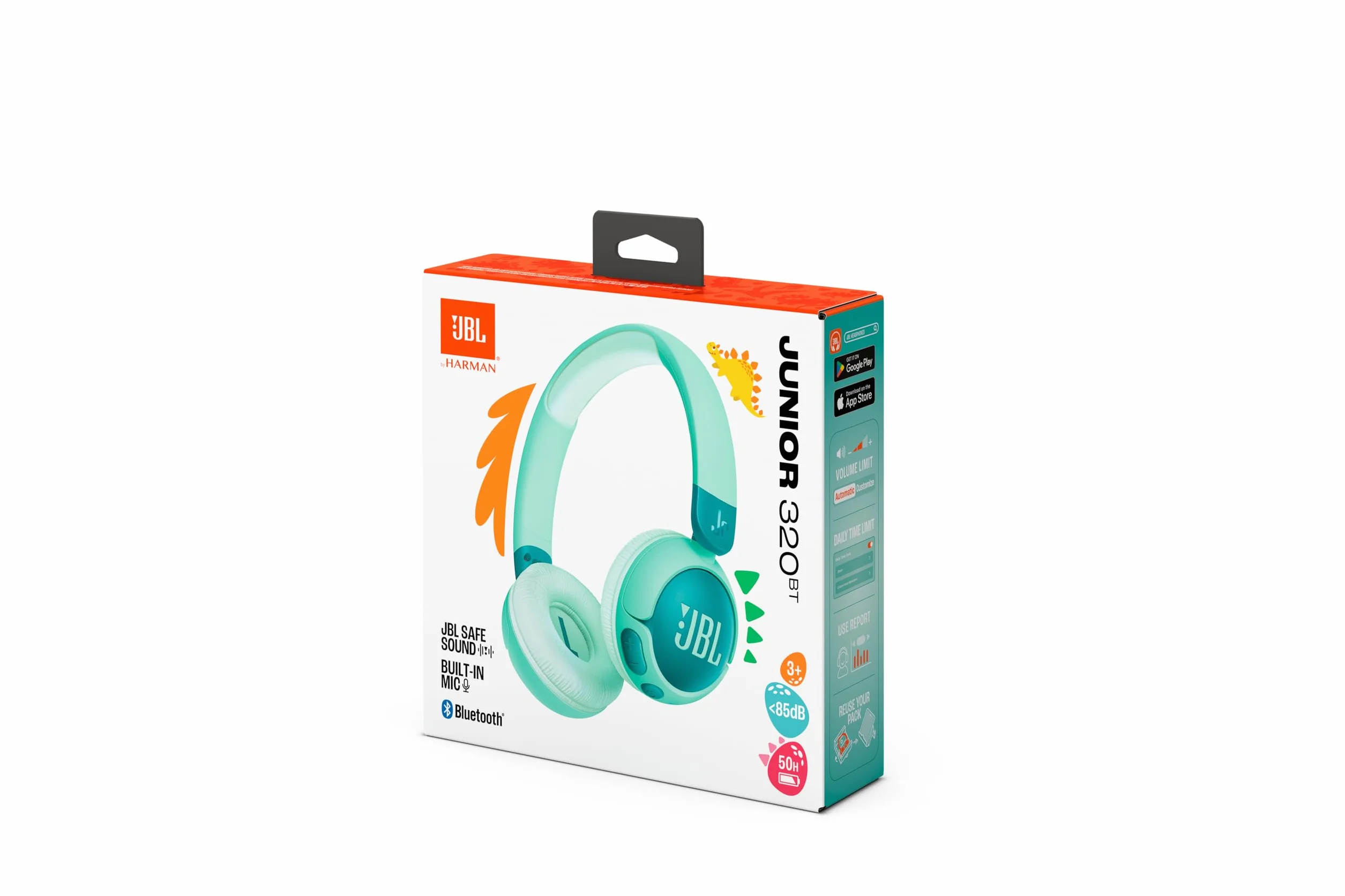 JBL Junior 320 BT, Casque Supra-auriculaire sans Fil pour Enfants, avec Microphone intégré, Bluetooth, Safe Sound, Coussinets Confortables, Set d'autocollants, Design Pliable, Vert