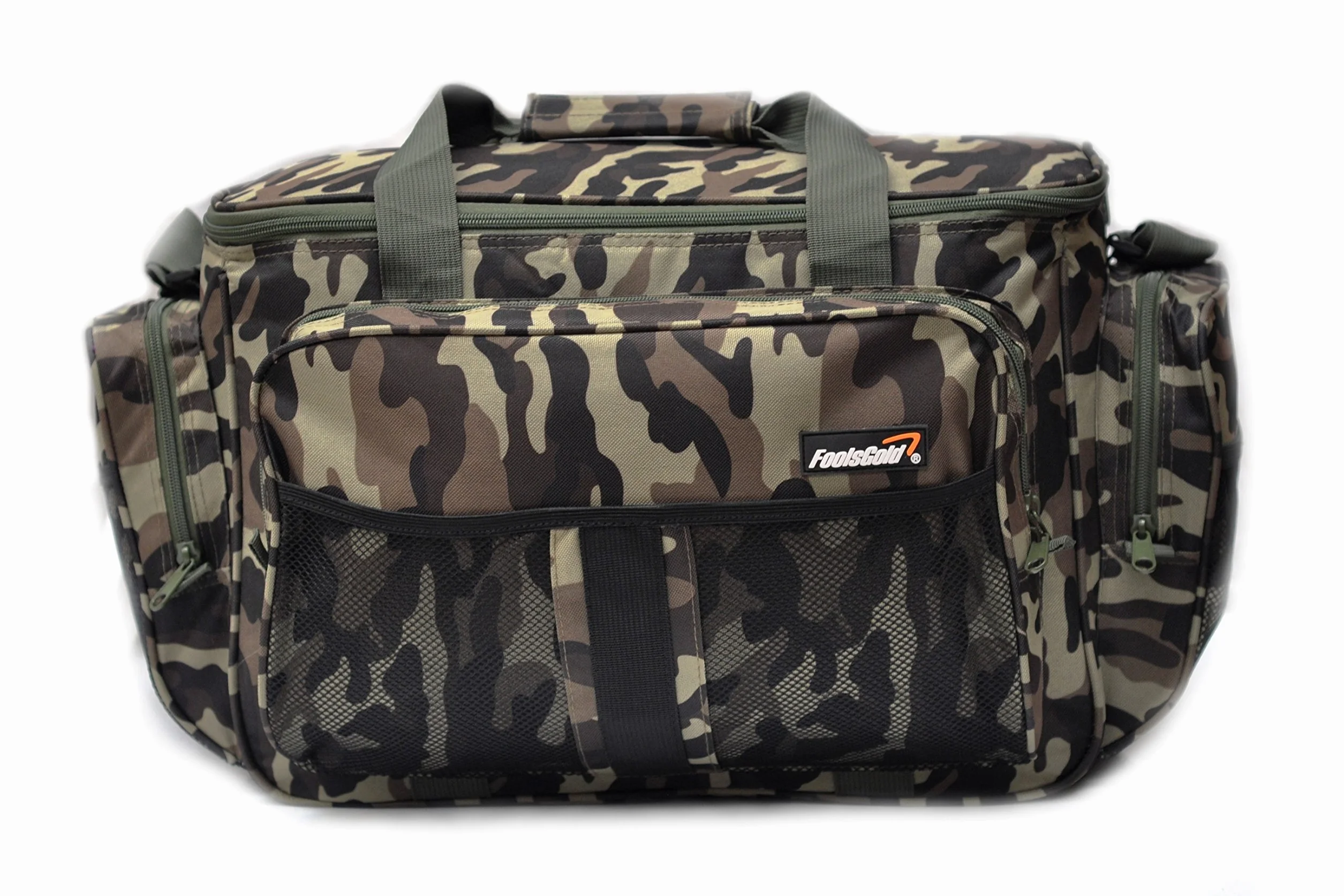 Grand sac fourre-tout de pêche isolé camouflage foolsGold