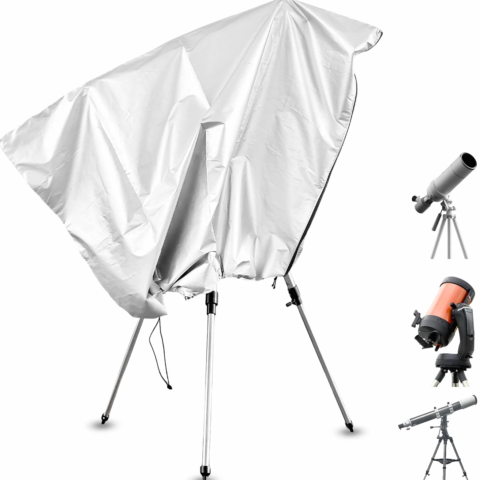 Housse de télescope avec cordon de serrage réglable étanche pour extérieur et intérieur, 150 x 85 cm