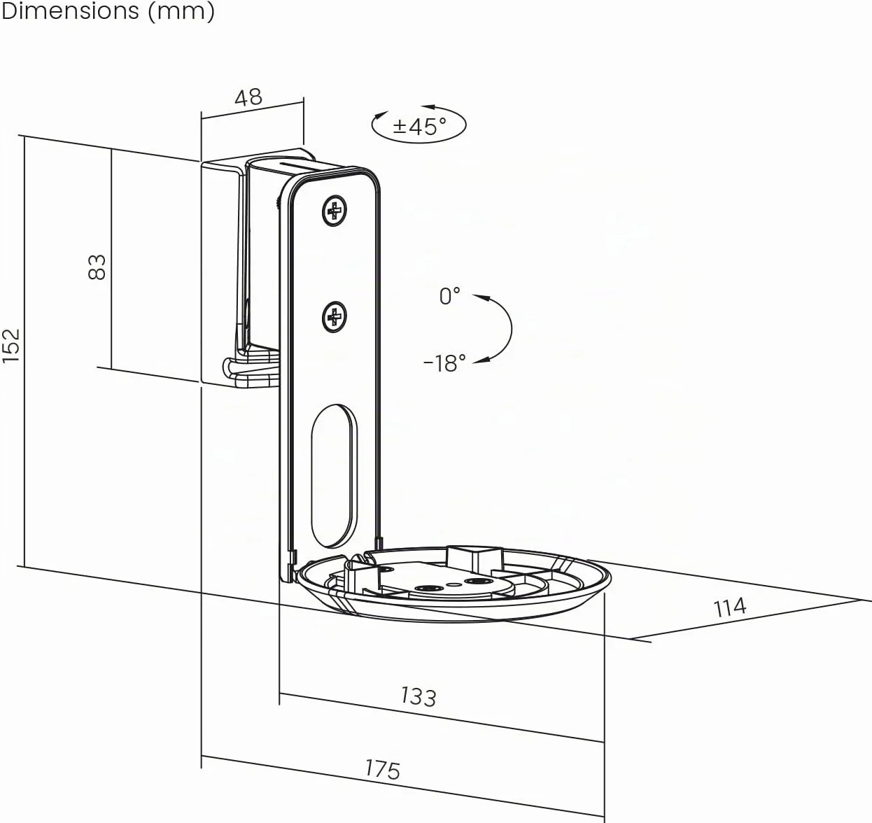 my wall Sonos Era100 HS40WL Lot de 2 Supports muraux pour Sonos Era100, inclinable, pivotant, Peu encombrant, Parfaitement réglable, Support Sonos avec Gestion des câbles