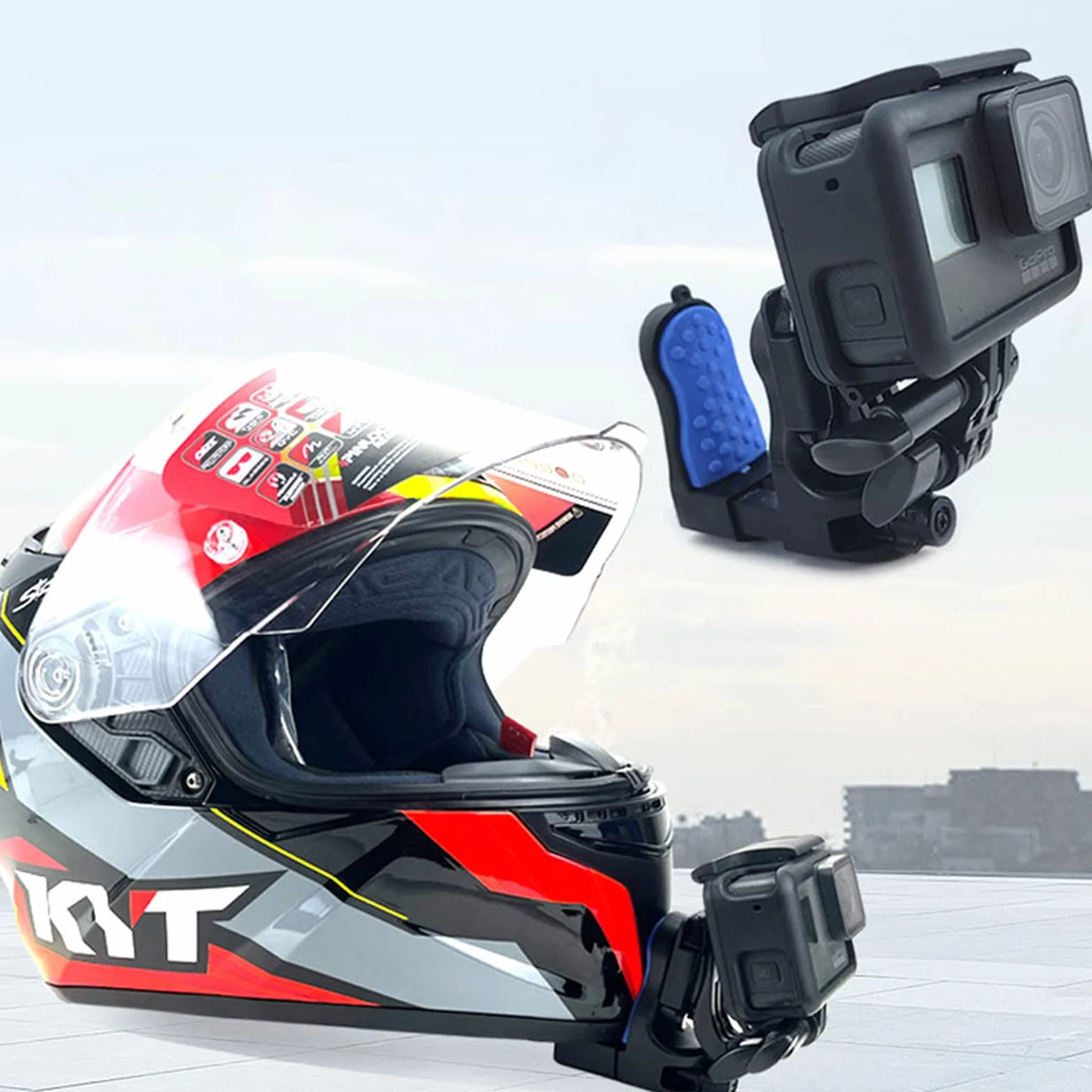 Support Casque de Moto Menton pour GoPro Hero 13 12 11 10 9/DJI Osmo Action 5 Pro 4 3/Osmo 360/Insta360 Ace Pro 2/GO Ultra, Casque Fixation Accessoires pour GoPro,Insta360,DJI Camera