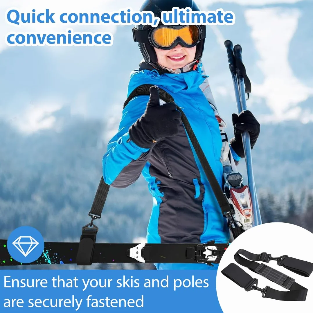 Sangles Porte-Skis Réglable Bandoulière Ski Scratch Transport Poignets Skis Rangement Sport Plein Air