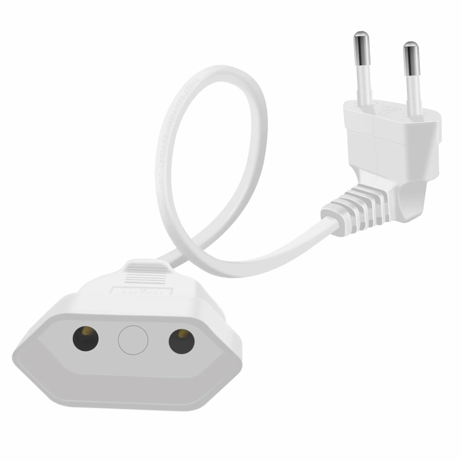 Rallonge d'alimentation Euro 2.5A 250V 625W Câble d'extension Blanc 0.3m