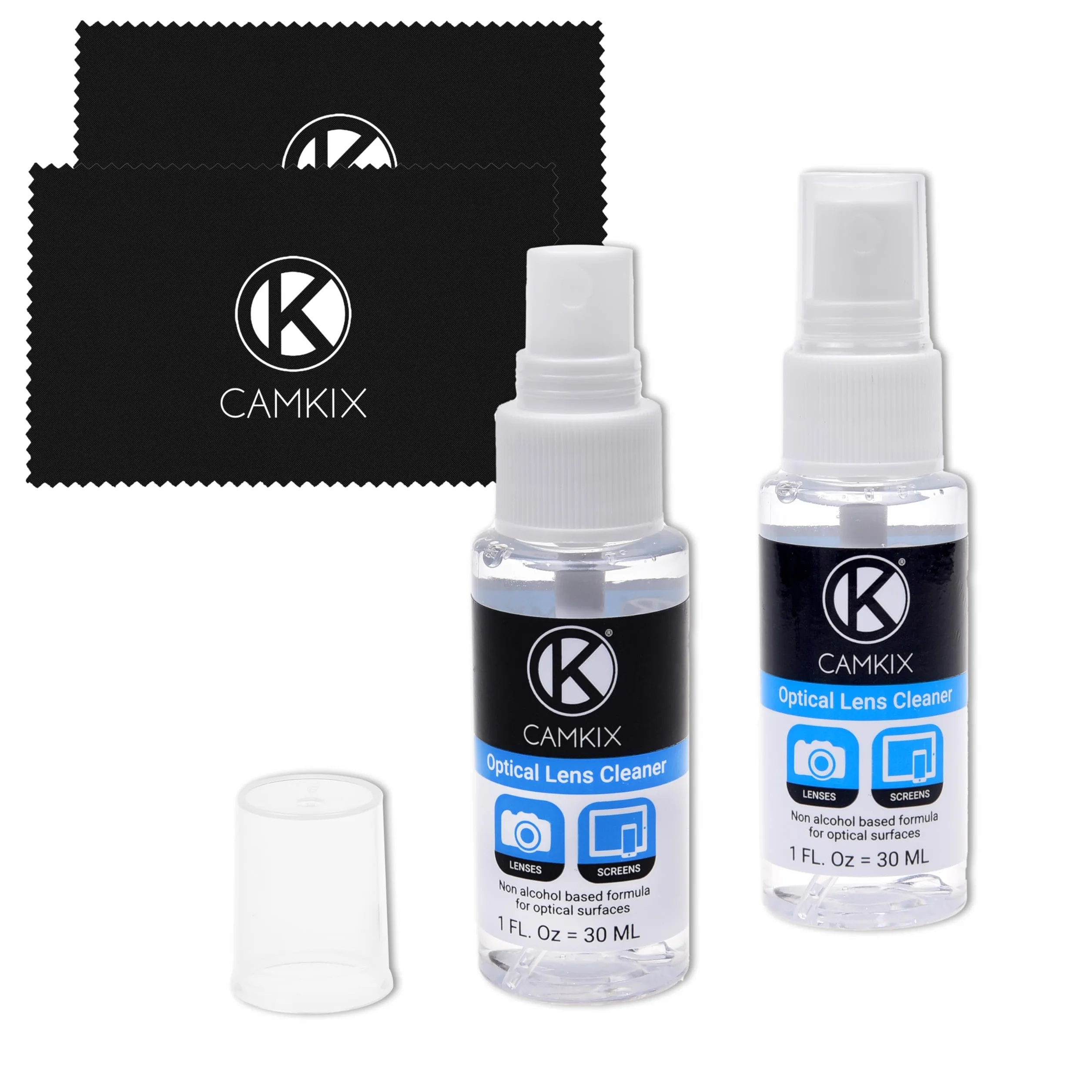 Kit Camkix Nettoyage : Flacon de Liquide, Chiffons Micro-Fibre. pour appareils Photo DSLR, caméra Go Pro, Smartphone, Tablette, Notebook.