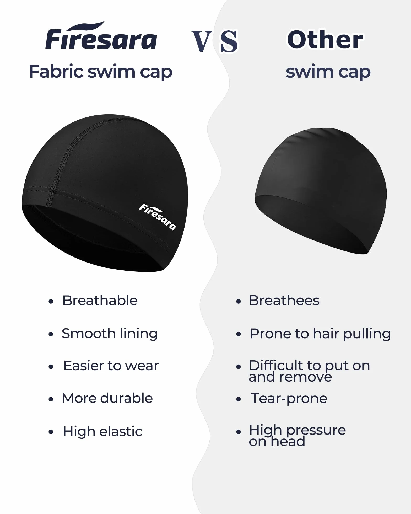 Firesara Bonnet de Bain Lycra Anti-déchirure Non-Glissement pour Hommes Femmes Cheveux Courts Longue Adulte