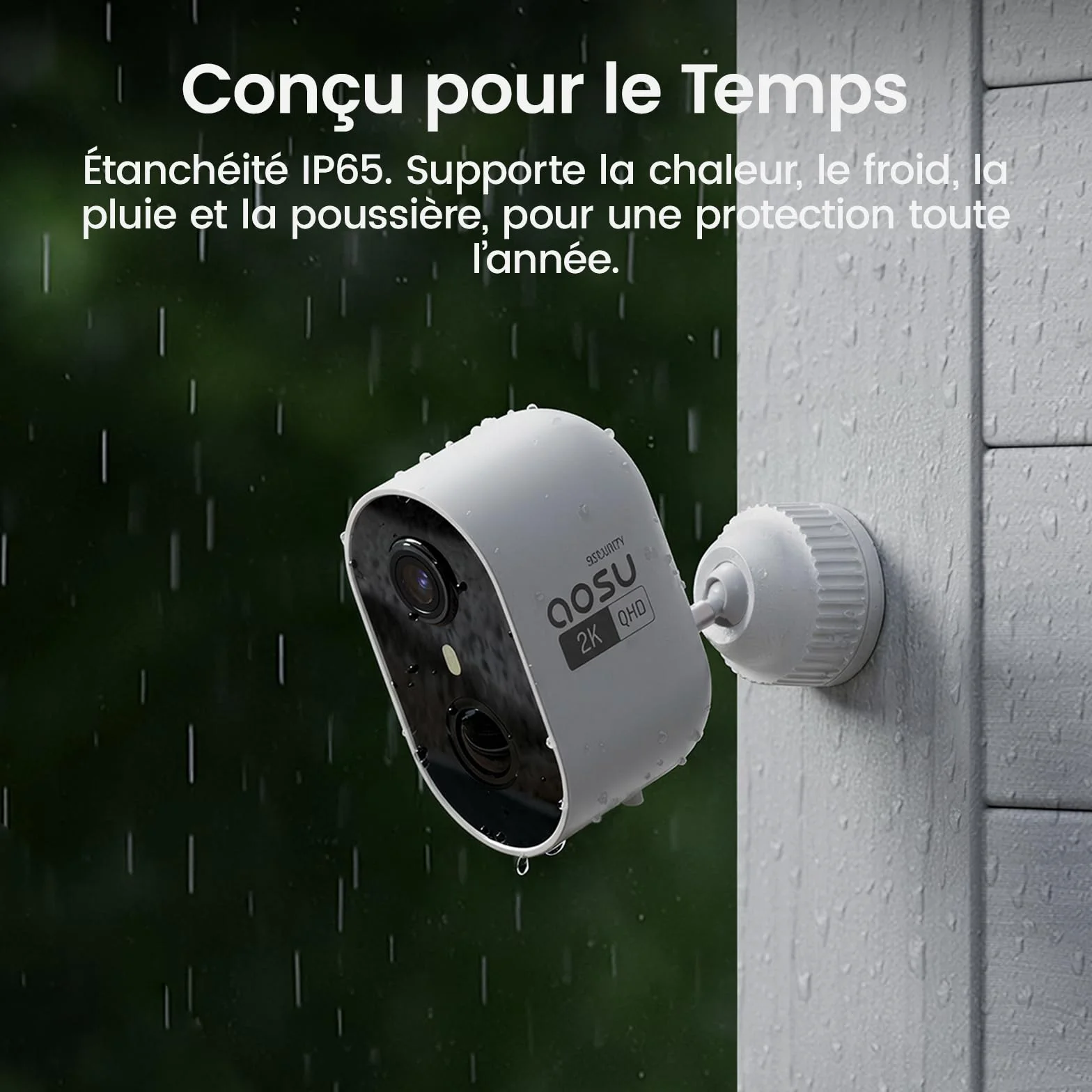 AOSU 2K Caméra Surveillance WiFi Extérieure Intérieur Sans Fil, 4 Cam Kit & 2.0 aosuBase, Sans Abonnement Requis, Extensible à 1 To, AI PIR Détection, Alarme Son et Lumière, Vision Nocturne en Couleur
