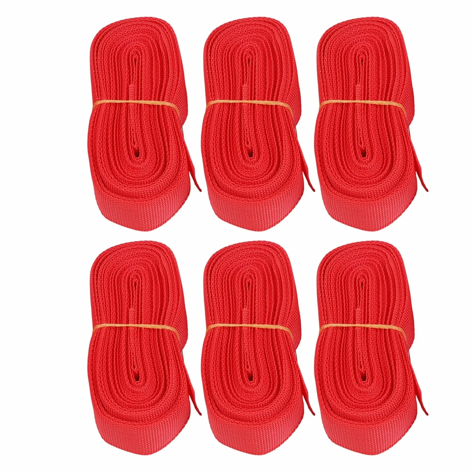 Lot 6 bandes délimitation terrain nylon 8x16 m piquets cordes rouges 2,5 cm large jeux plein air