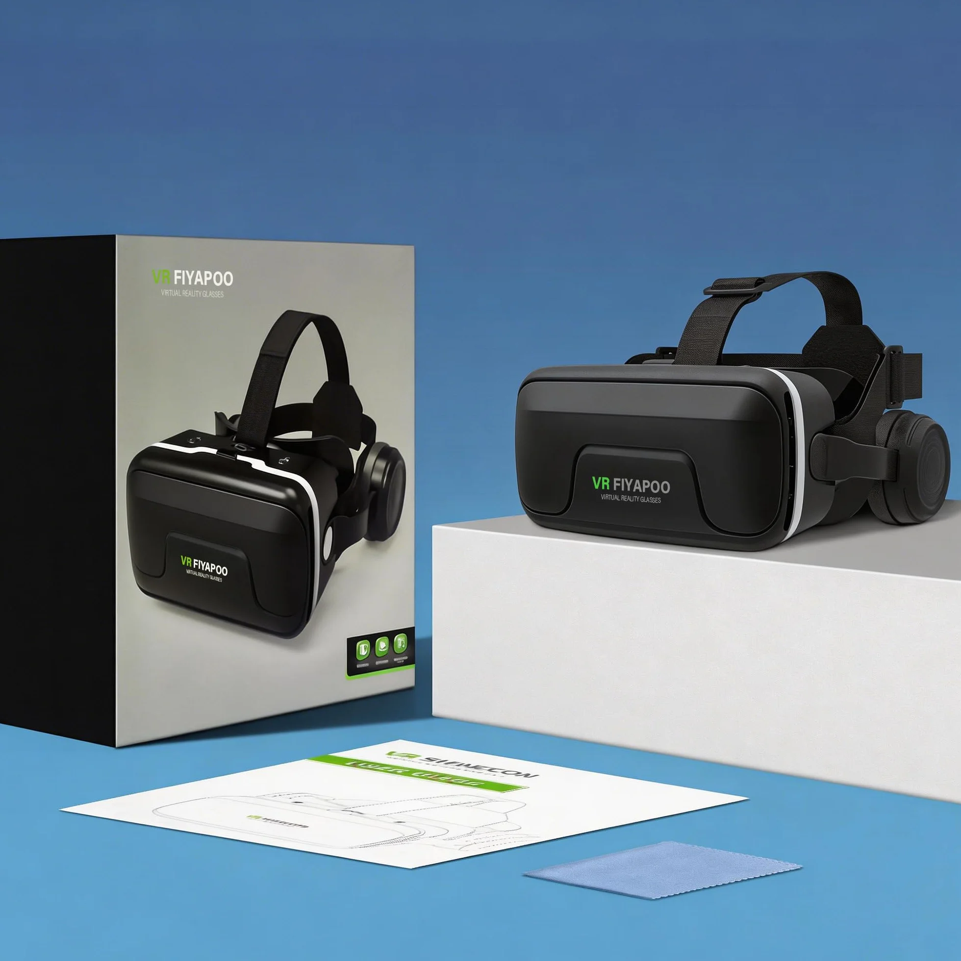 Casque VR HD Lunettes 3D avec Écouteurs Hi-FI Intégrés, Réalité Virtuelle pour Téléphone, pour Films et Jeux, avec Smartphones Android et iPhone (4,7 à 7,2 Pouces), Cadeau Parfait pour Noël