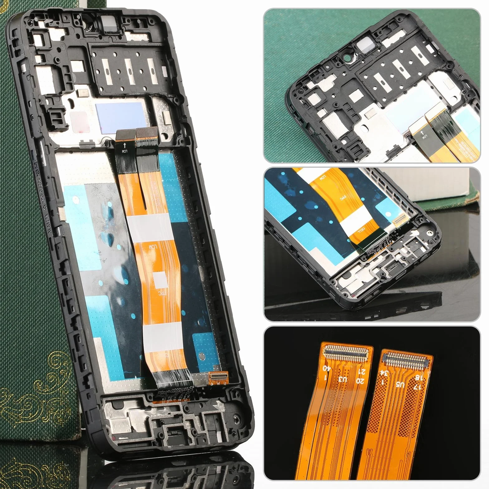 6.6'' Noir Kit Écran LCD avec Châssis pour Samsung Galaxy A14 4G SM-A145P SM-A145RZSUEUB Écran Complet Tactile LCD Display de Rechange et Outils + Verre trempé