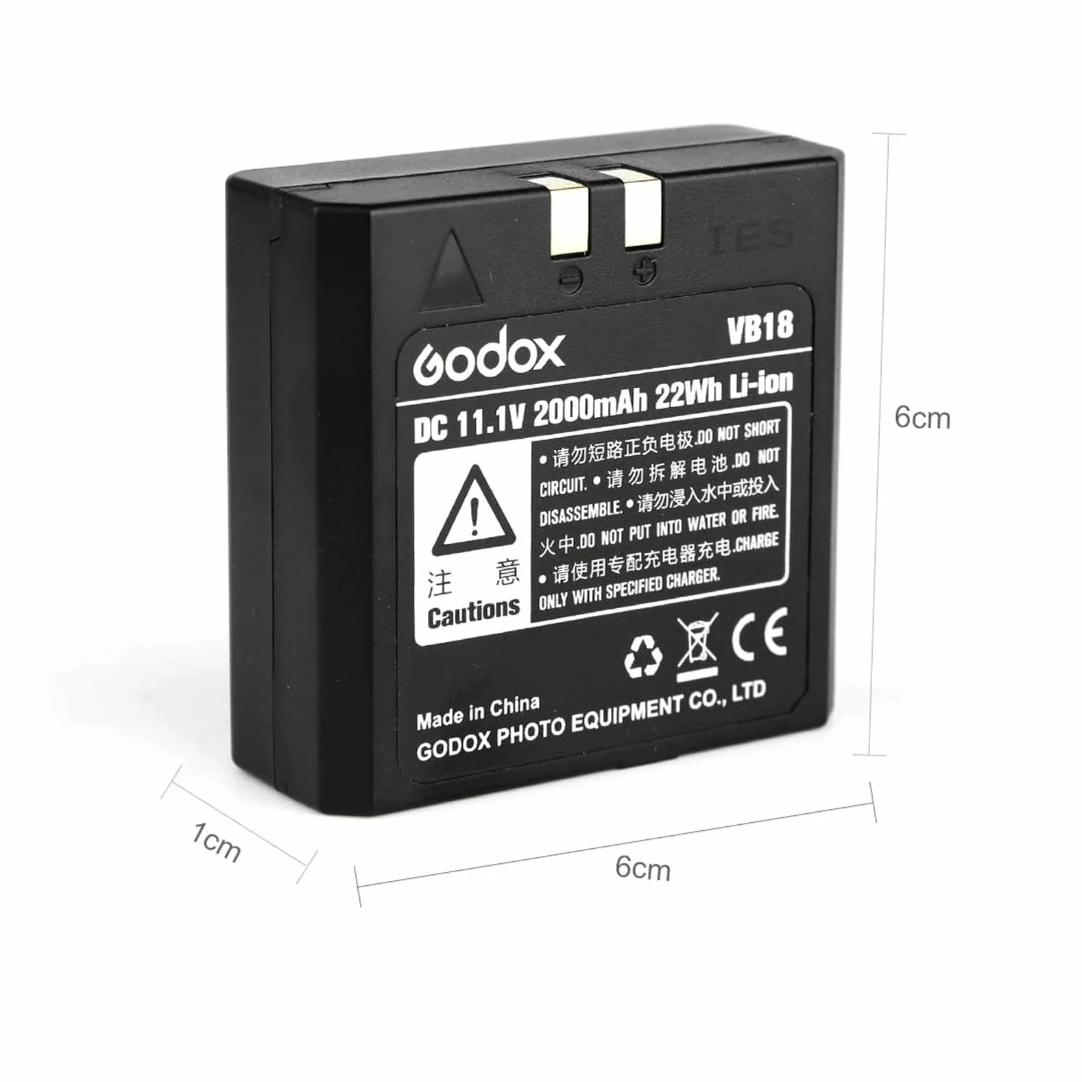 Godox VB18 Batterie au Lithium, Rechargeable Battery pour Godox V860II V850II Caméra Flash Speedlite, 11.1V 2000mAh 650 Times Complet Puissance Rapide Recyclage en 1.5s