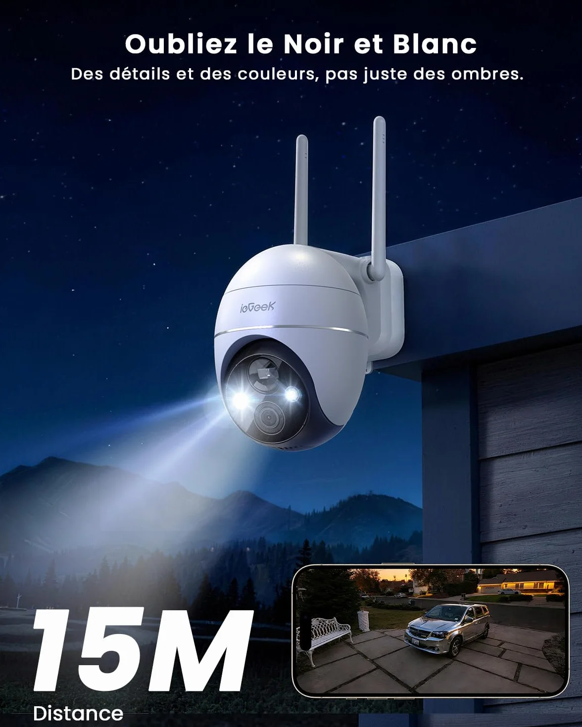 ieGeek 3K 5MP Camera Surveillance WiFi Exterieure sans Fil Solaire - 360° PTZ Camera Solaire PIR Détection Humaine, Vision Nocturne Couleur, Audio Bidirectionnel, Sirène Alarme/Alexa/IP65
