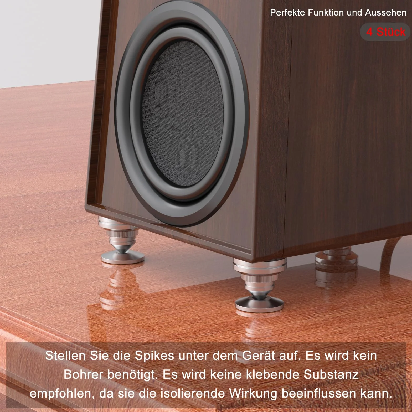 Monosaudio Lot de 4 pics de haut-parleur haut de gamme, pieds d'isolation HiFi, amortisseurs pour platine, caisson de basses, DAC, lecteur CD et amplificateur