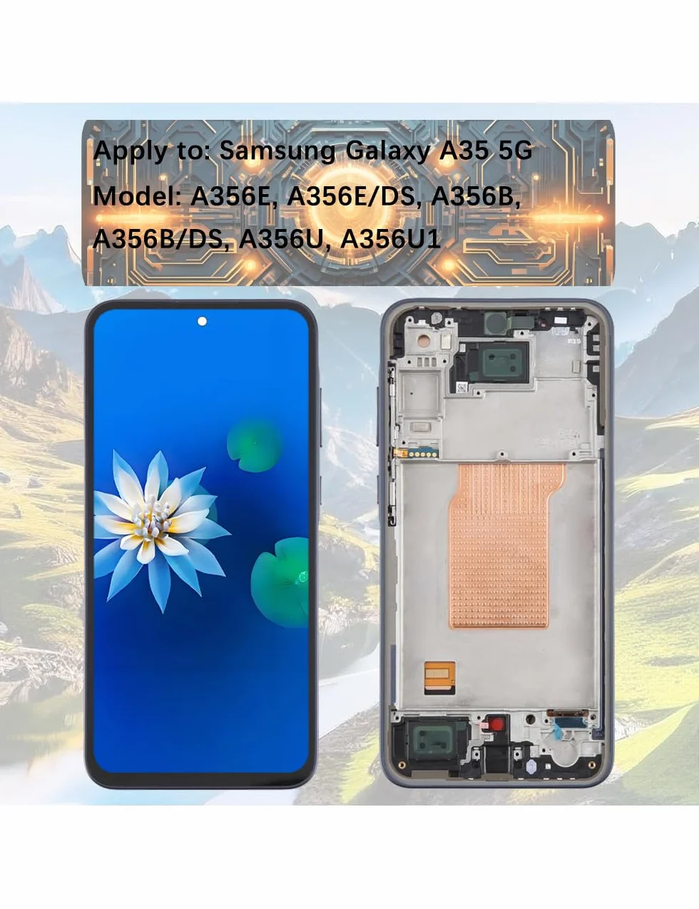 H&LYCYJ Écran LCD pour Samsung Galaxy A35 5G TFT A356E A356E/DS A356B Kit de remplacement d'écran LCD (Noir avec cadre, Sans empreintes digitales)