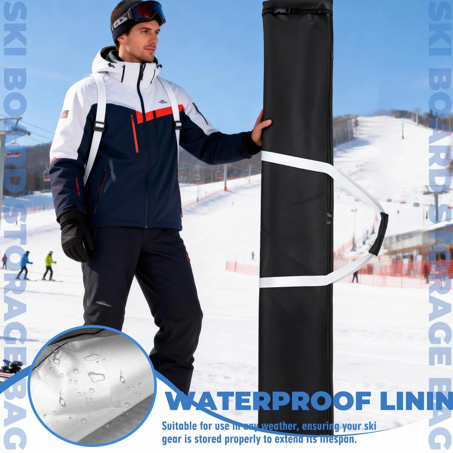 Housse de Ski 180 cm Sac Snowboard Homme Femme