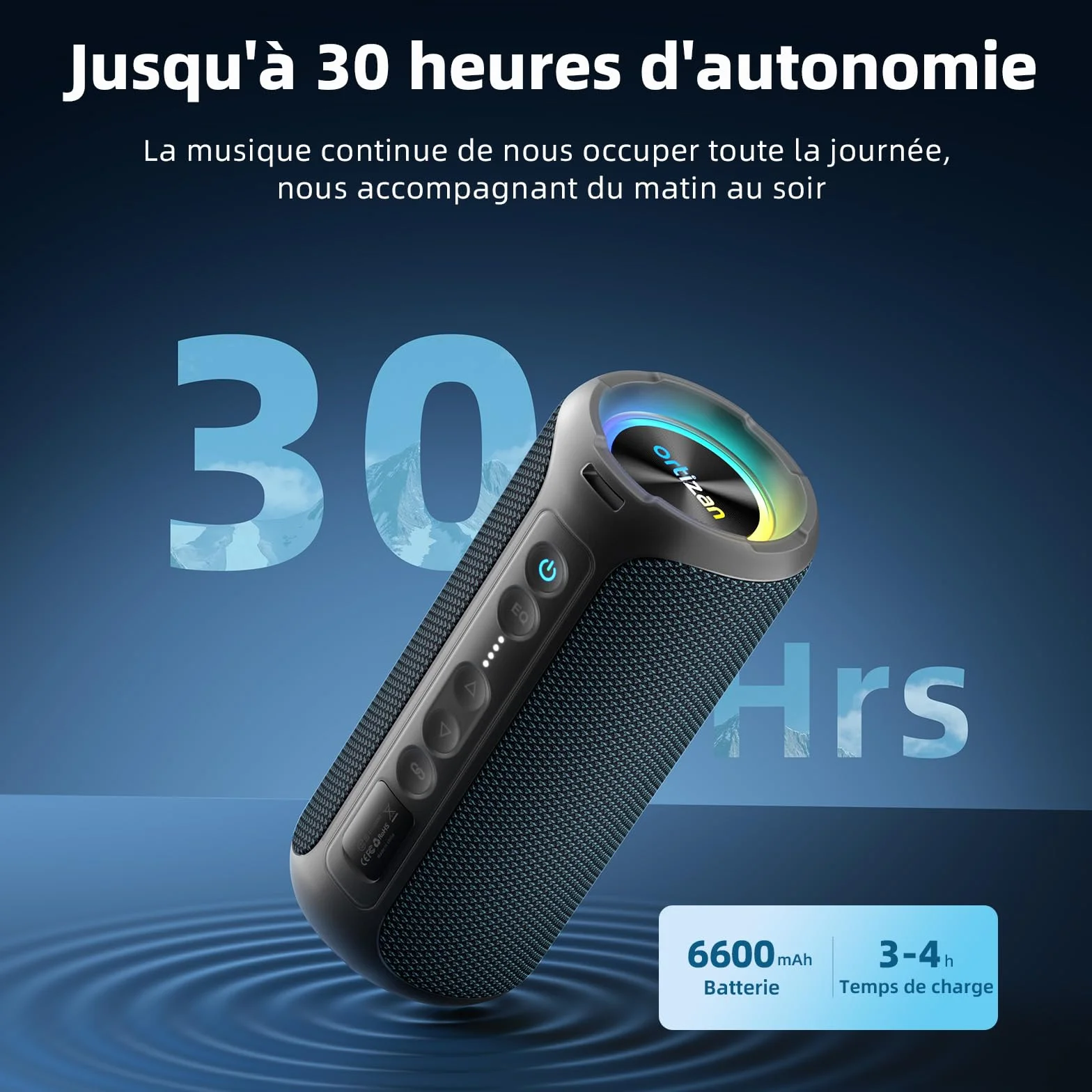 Ortizan 40W Enceinte Bluetooth Puissante IPX7 Portable Rechargeable 30h Autonomie Stéréo Sans Fil