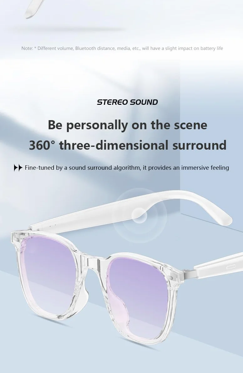 Lunettes Intelligentes avec Caméra 1080p 8 MP, Commande Vocale, Assistant IA, Reconnaissance d'Objets, pour Vlogging, Conférences et Enregistrement Vidéo (Violet)
