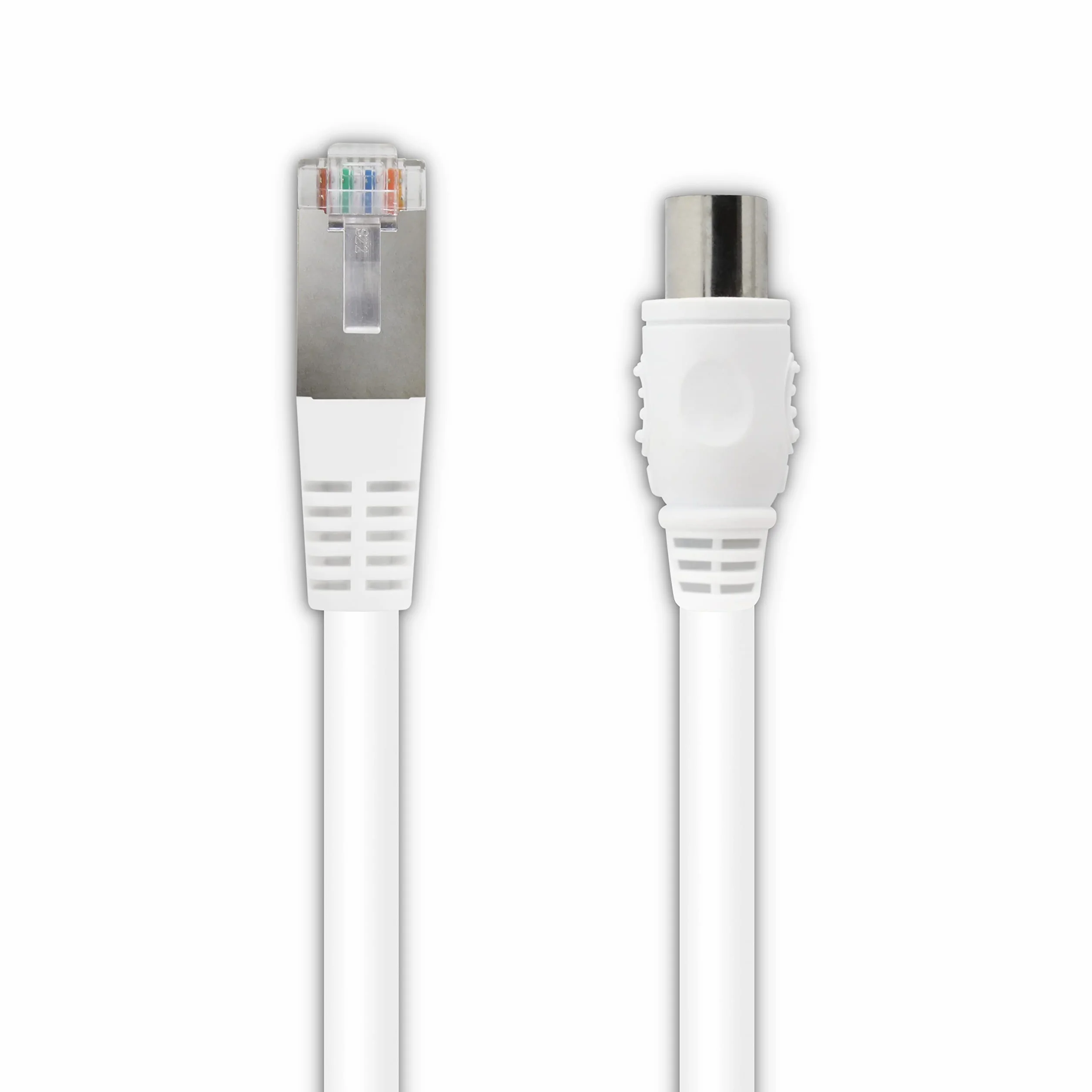METRONIC Câble RJ45 TV coaxial 9,52mm Mâle/Male 2 mètres blindé contact dorés Blanc
