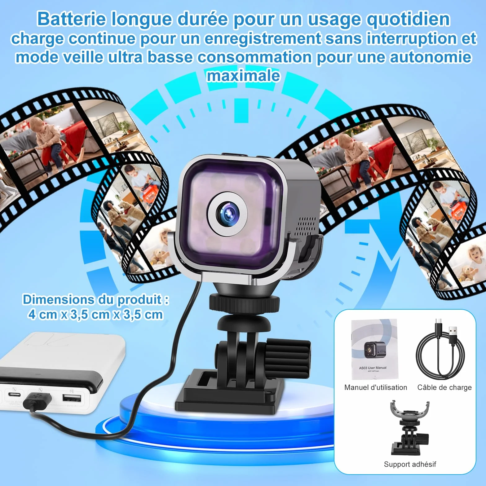 Caméra Espion Miniature 1080P,Caméra Surveillance WiFi Intérieur sans Fil - Mini Caméra Espion avec Vision Nocturne,Détection de Mouvement et Audio Bidirectionnel en Temps Réel par Application Mobile