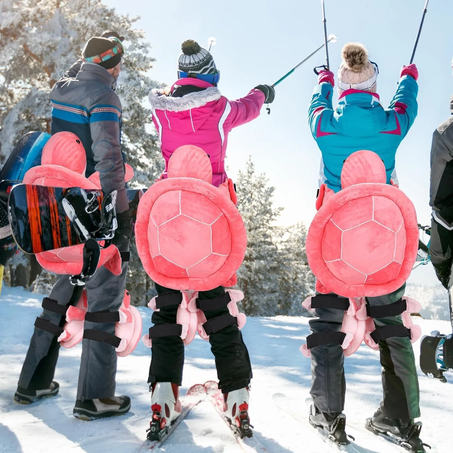 Lot de 3 protections tortues 3D pour snowboard, ski, protection hanches, genouillère enfants adultes
