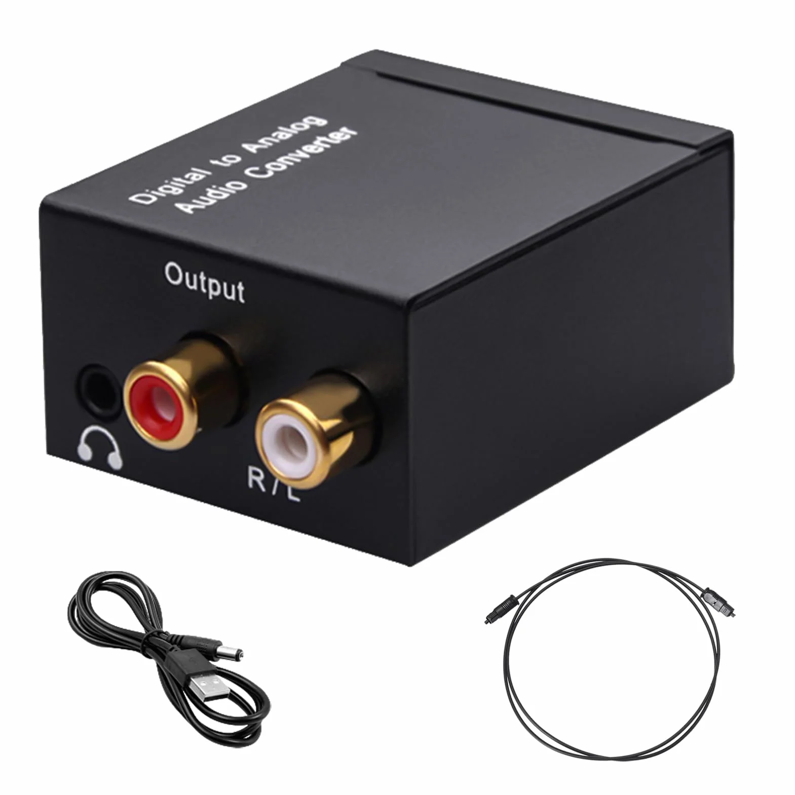 Convertisseur Audio Numérique Analogique 192kHz SPDIF Optique Coaxial Toslink vers RCA Stéréo L/R Adaptateur Jack 3,5mm
