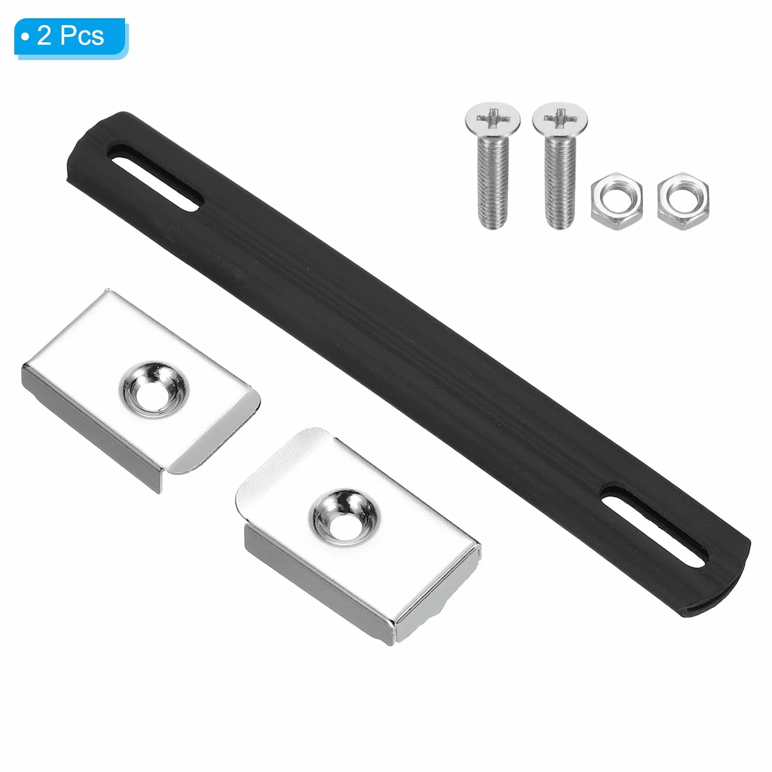 PATIKIL Poignée de Remplacement 6,3 Pouces, 2 Pièces Poignée de Sangle en Caoutchouc pour Enceintes d'Amplificateurs avec Embouts Métalliques et Accessoires de Fixation, Ton Argent