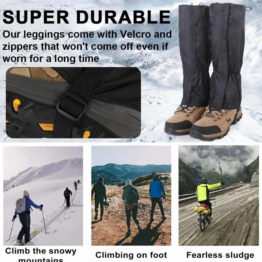Guêtres de Randonnée Imperméables et Respirantes Réglables Hommes Femmes Ski Montagne Outdoor