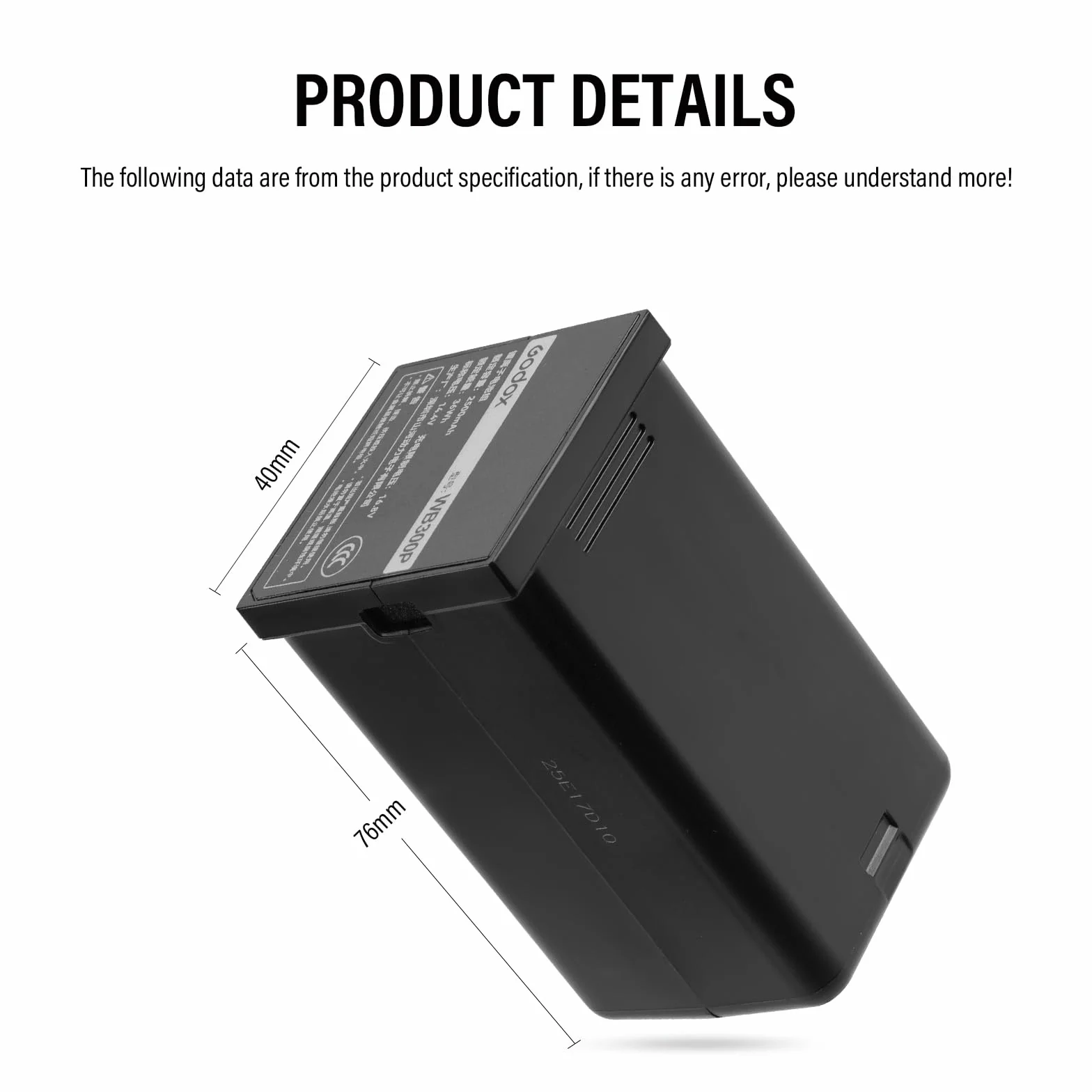 Godox WB300P Batterie pour Flash AD300PRO Battery WB300P 14,4 V/2600 mAh pour Flash Godox AD300PRO AD300PRO II