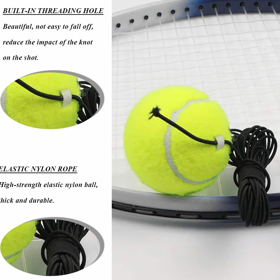 TIMESETL Balles de Tennis avec Corde 3 Pcs, Balle d'entraînement Élastique pour Adultes Débutants