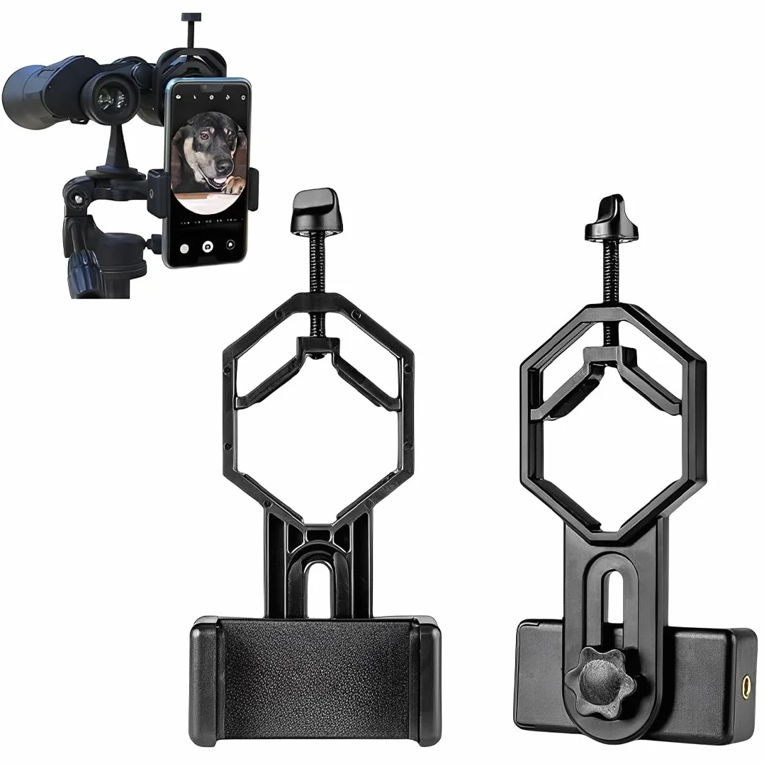 Smartphone Adaptateur Universel Digiscoping Adapter Rotatif 360° pour Jumelles, Monoculaire, Trépied, Microscope et Télescope Astronomique, pour iPhone, Samsung, Moto