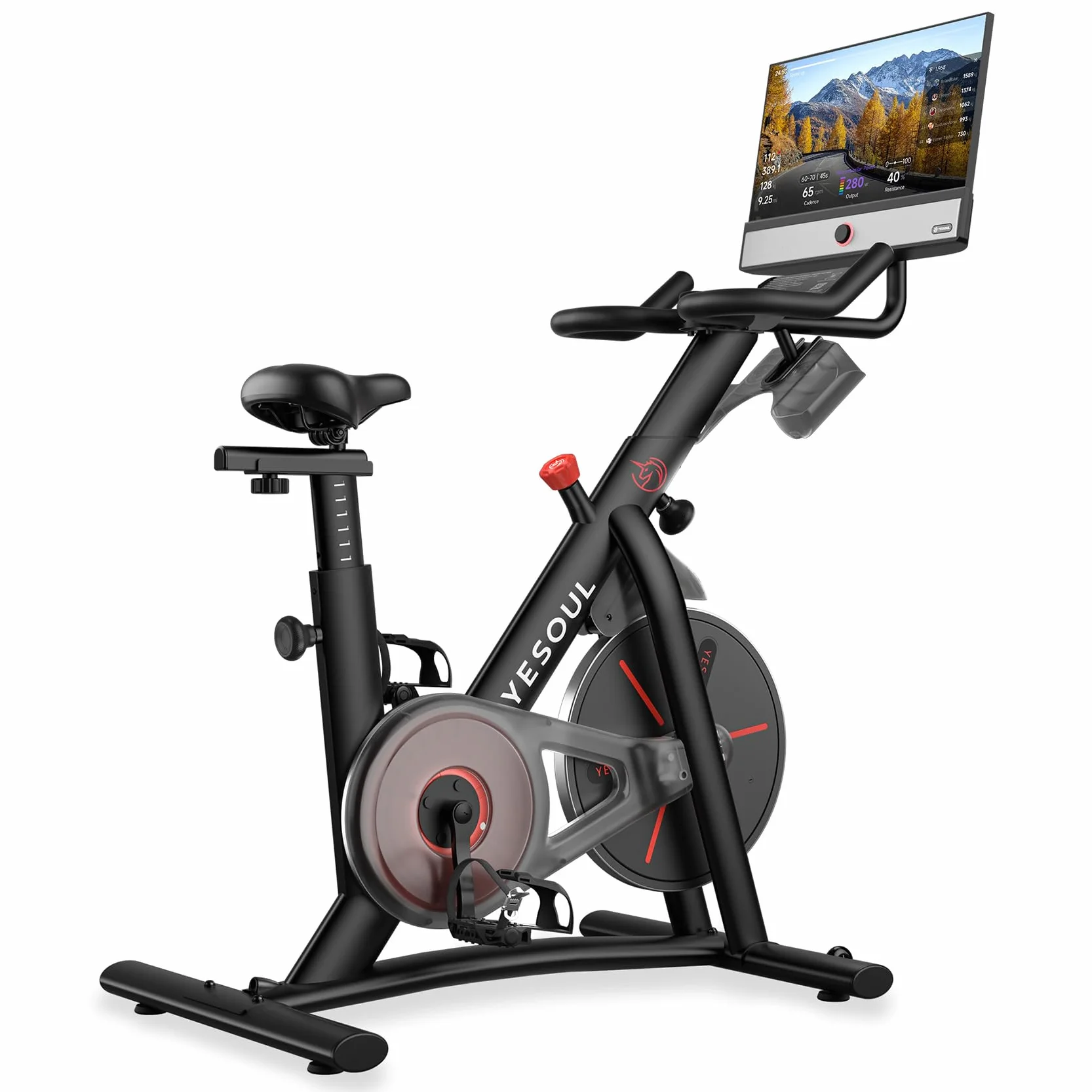 YESOUL G1M Plus Vélo d'appartement magnétique silencieux écran FHD 21,5 pouces son 360° vélo de fitness