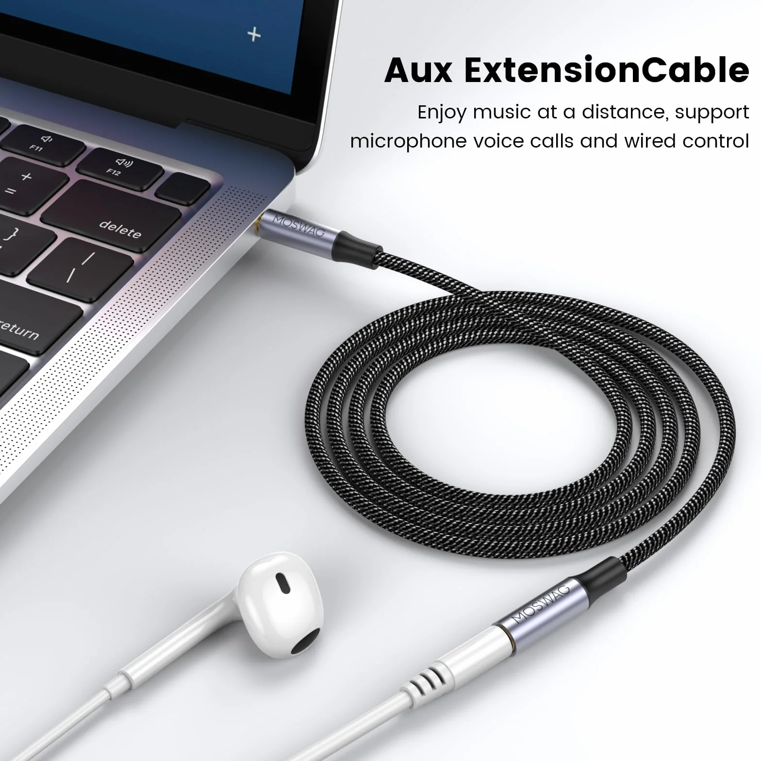 MOSWAG Rallonge Jack Audio 3.5 mm 4 Pôles Nylon Tressé Mâle vers Femelle Câble Extension Audio Stéréo pour Casque Micro PS5 PC