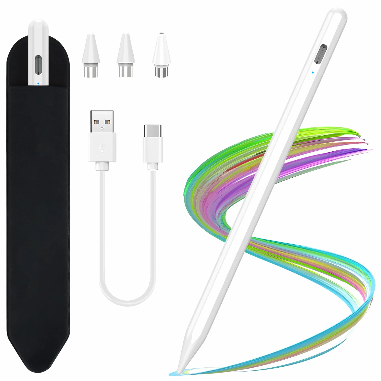 KBCASE Stylet Universel pour Tablette Android Samsung Lenovo Huawei Xiaomi Vivo, Sensibilité à l'inclinaison, Haute Précision, Recharge Rapide, Blanc