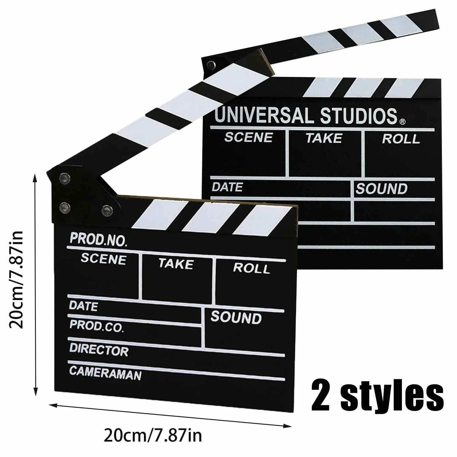 clap De Cinéma Générique Noir et Blanc 18 x 20 cm Clapper Board Réalisateur Marqueur Cinéma Décoration Film Coupe Prop pour Production Vidéo TV Action Cut Clapper 2pcs