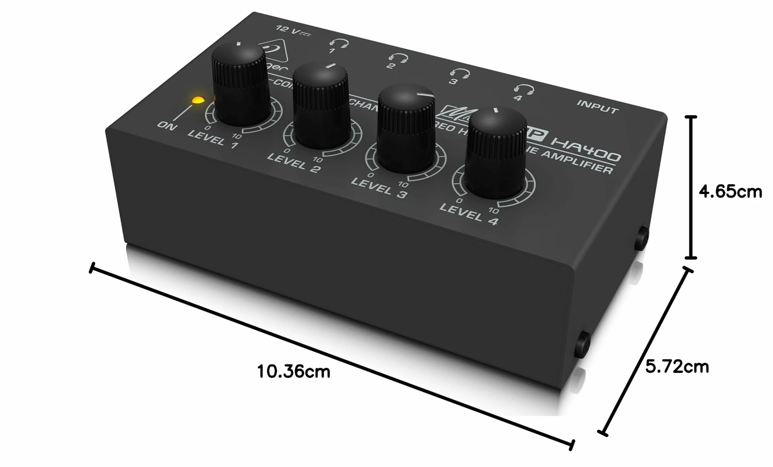 Behringer MICROAMP HA400 Ultra-Compact 4-Channel Stereo Headphone Amplifier for Studio Monitoring