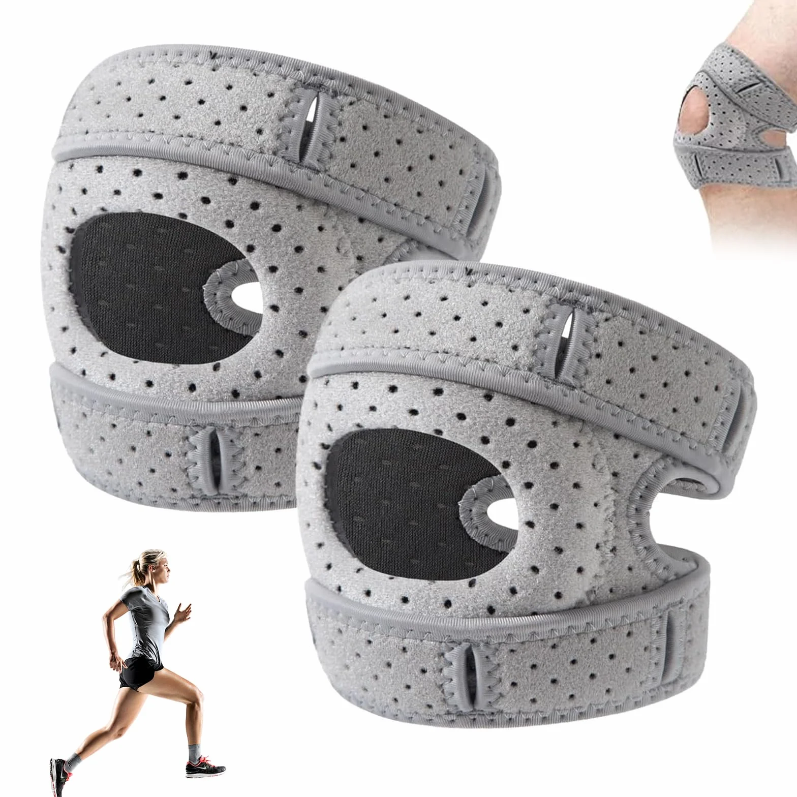 Genouillère Rotulienne Réglable 2 Pièces, Orthèse du Genou Stabilisant la Rotule pour Sport