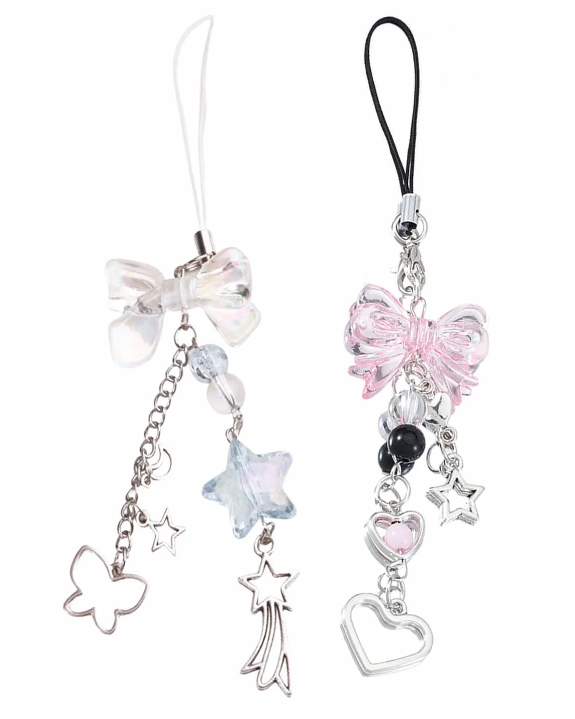 Porte-clés téléphone portable Y2K fraise papillon étoile breloques lot de 2