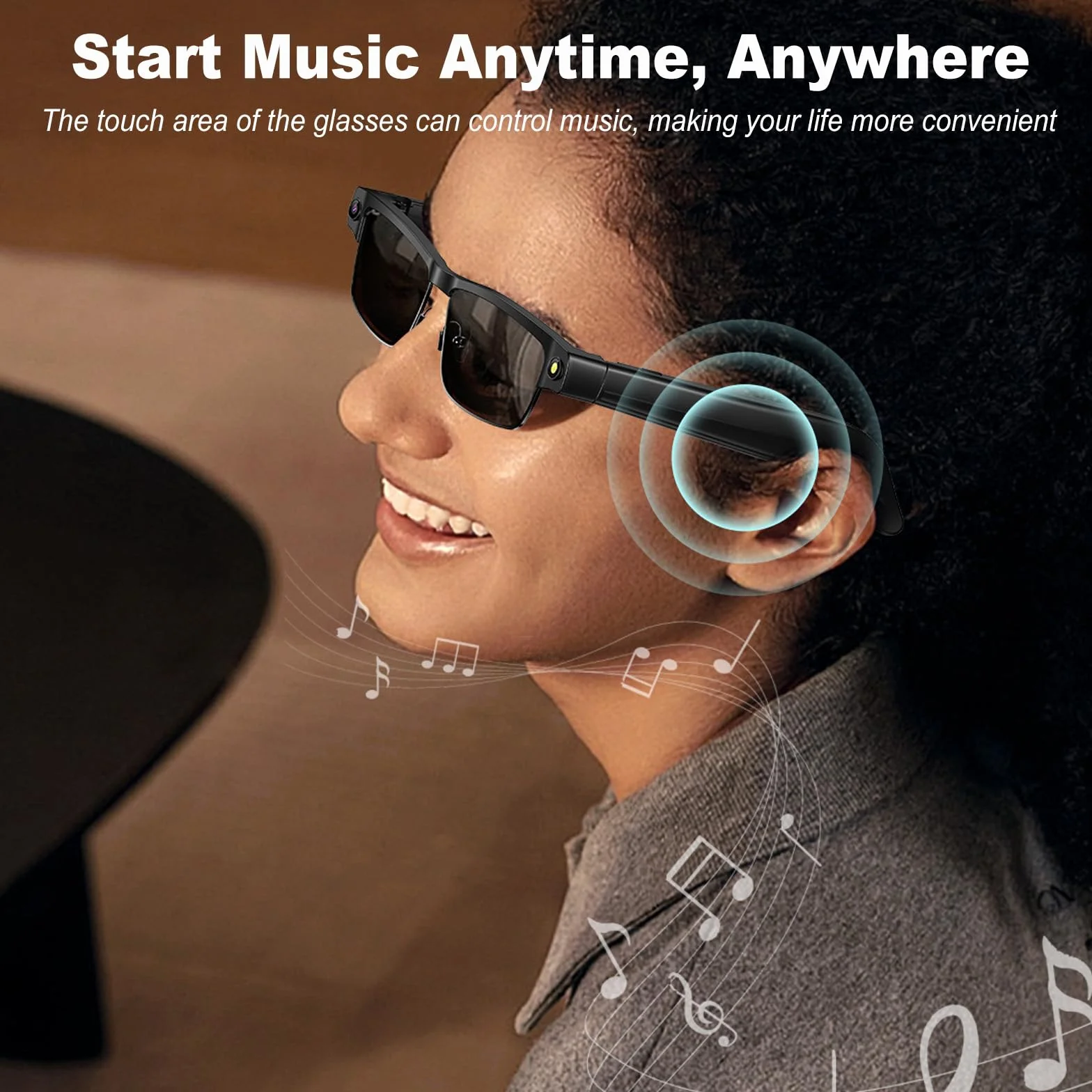 Lunettes AI Smart Camera, 4K 800 W Lunette Camera HD avec Assistant IA pour Traduction en Temps Réel, Traduction Simultanée Identification d'objet GPT lentilles photochromiques, Lunettes Connectées