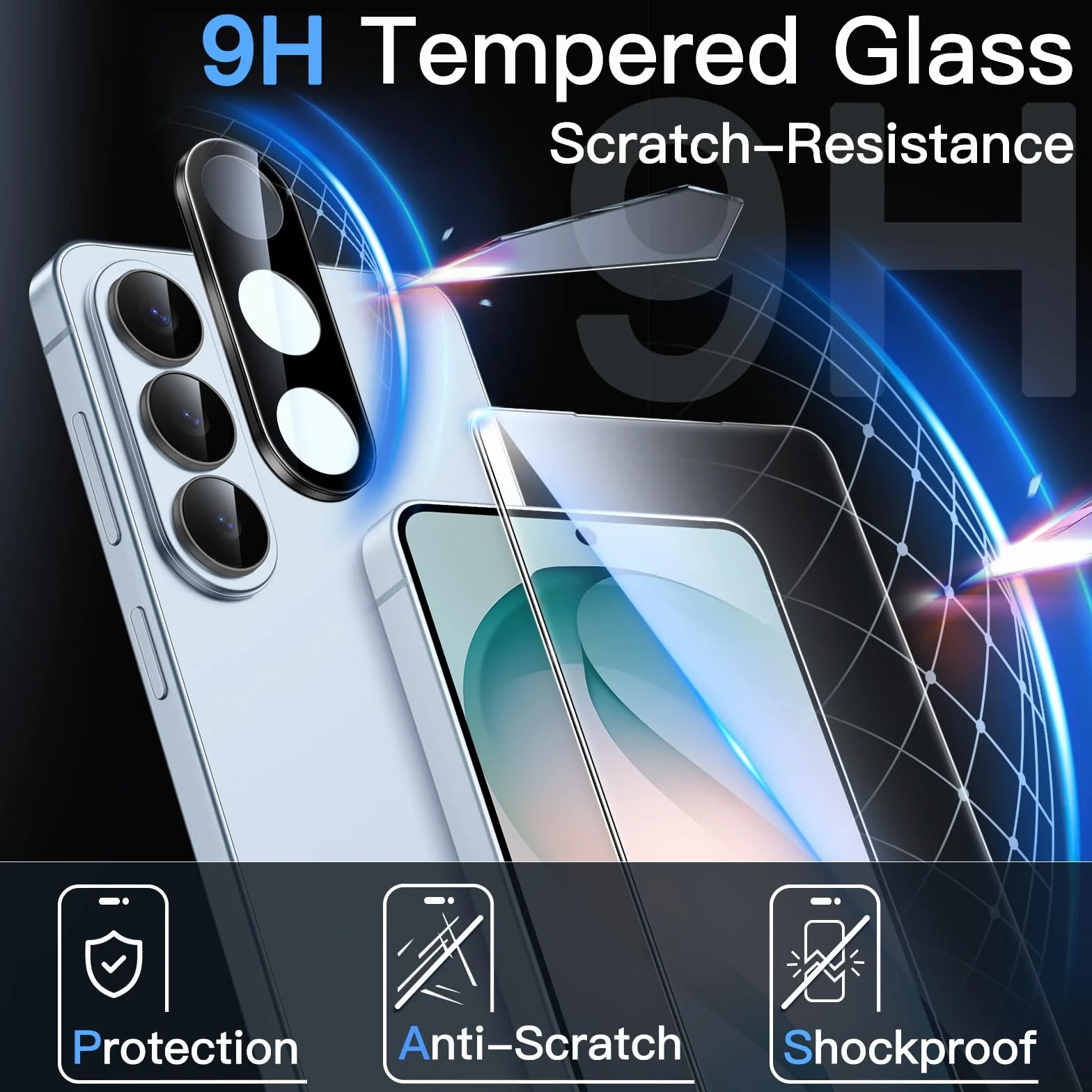 JETech Protection D'écran pour Samsung Galaxy S26 avec Protecteur d'Objectif de Caméra, Film en Verre Trempé 9H, Fingerprint ID Compatible, HD Transparent, 2 Pièces Chacun