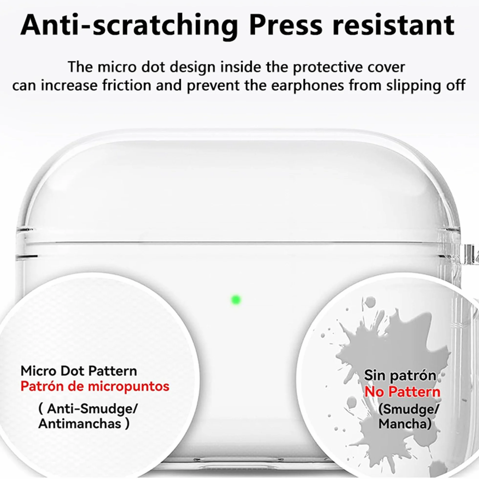 Fitudoos Compatible avec AirPods Pro 3 Coque,Témoin LED Visible,en TPU Coque Protection Antichoc,avec Porte-clés et Stylo de Nettoyage.(Transparent)