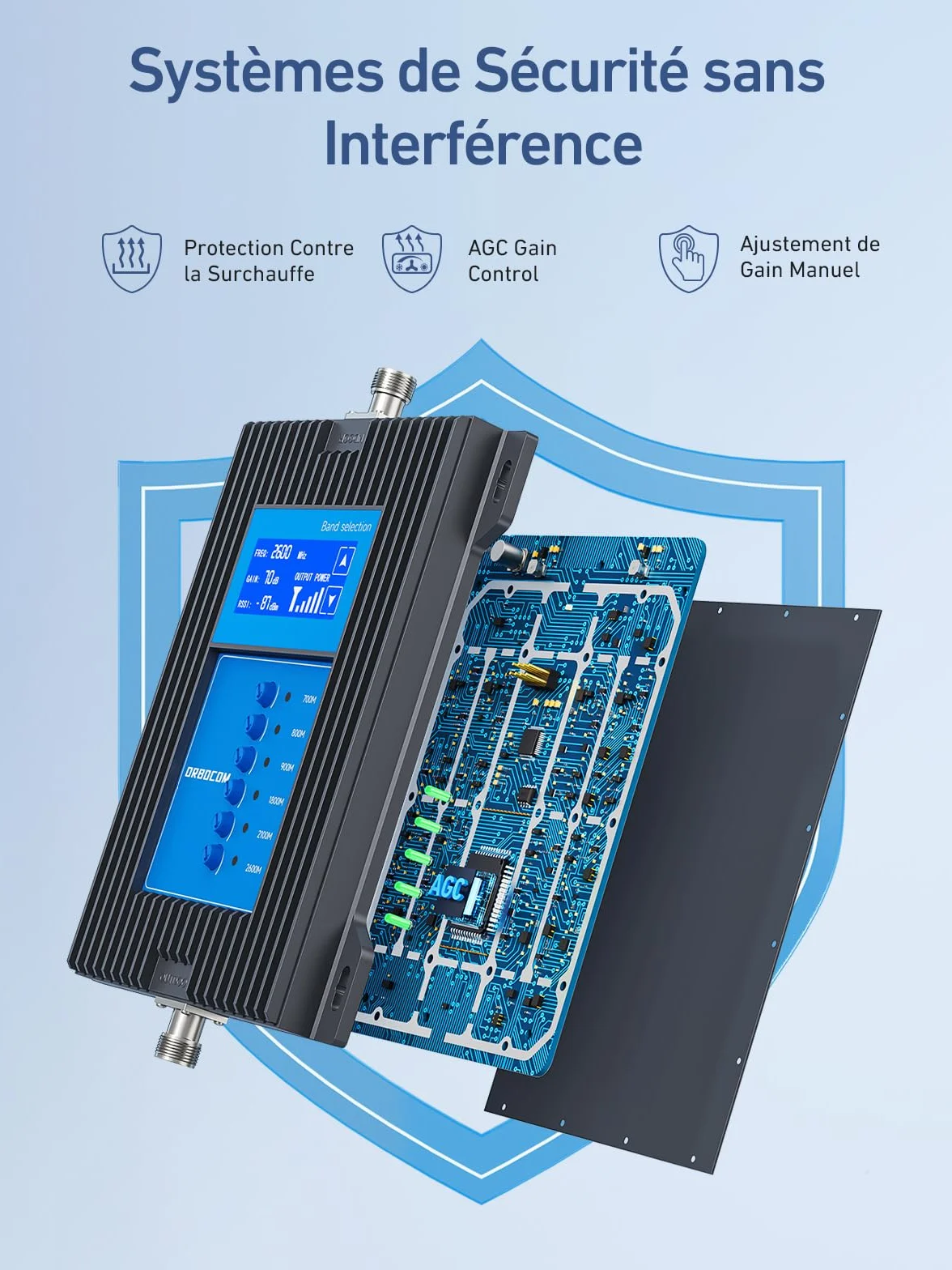 Amplificateur Reseau Mobile 5G 4G 3G LTE GSM de Signal Cellulaire de Téléphone Mobile pour Bande 28/20/8/3/1/7 Convient à Plusieurs Pièces Données Améliorées pour Tous Les Opérateurs