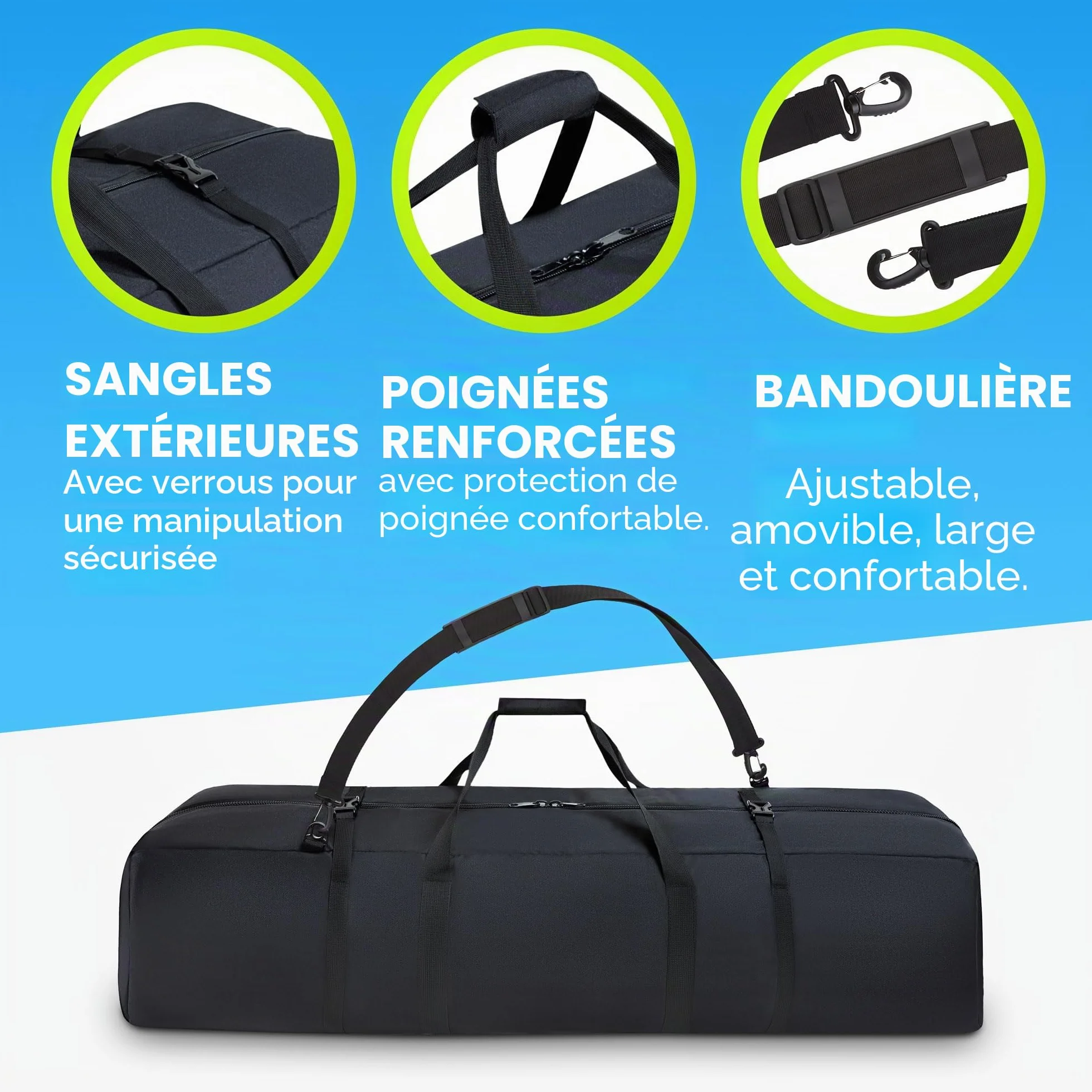 Sac de télescope Multifonctionnel - Absorbeur de Chocs - avec bandoulière réglable et Espace de Rangement supplémentaire (99 x 31 x 31 cm)