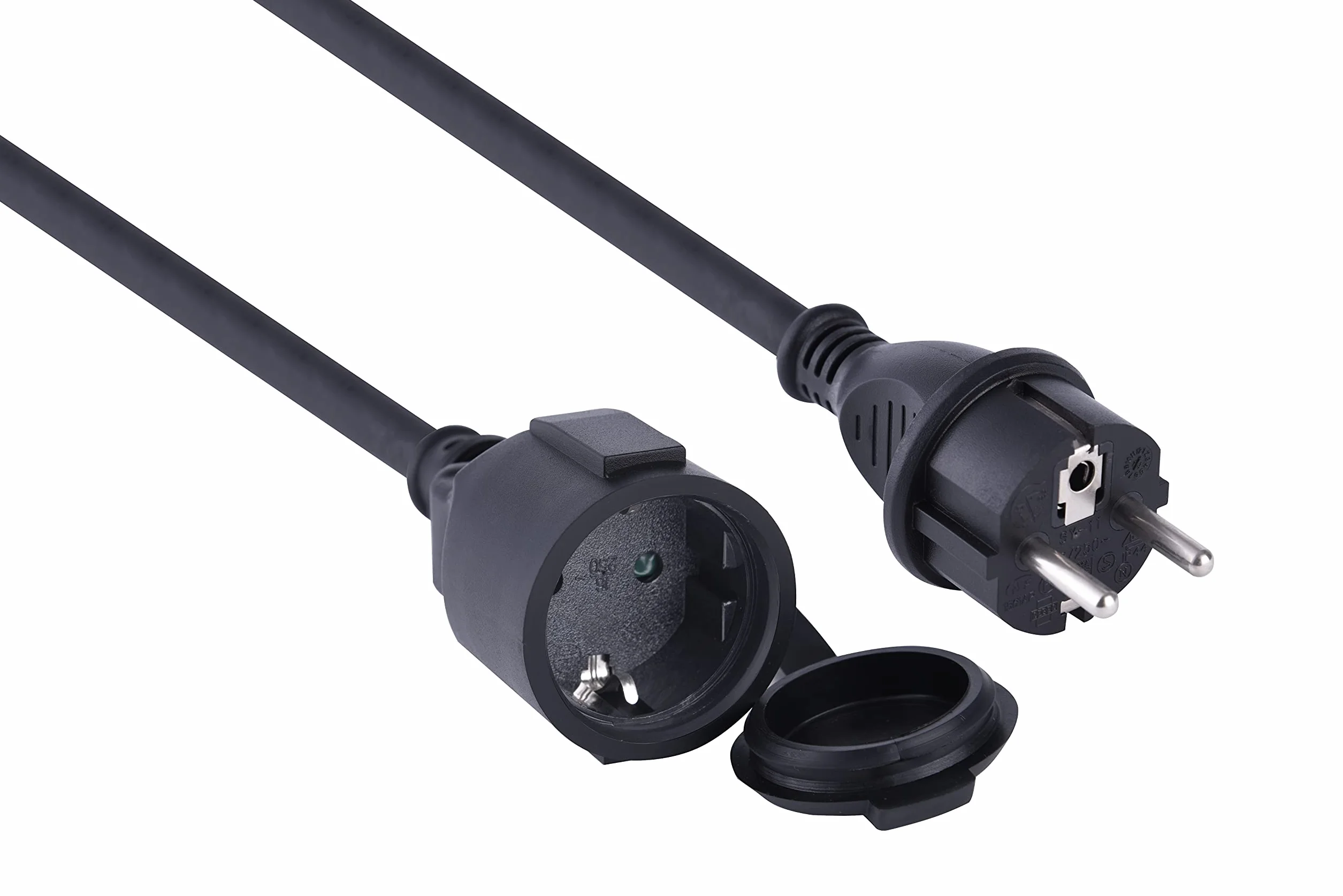 Electraline Rallonge électrique IP44 H07RN-F 3G2.5 16A 5m Noir pour Chantiers et Extérieur