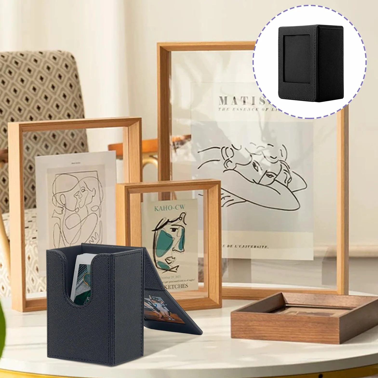 Boîte de Rangement Photo pour Instax Mini – Étui de Stockage 3 Pouces Noir, Compatible avec Fujifilm Instax Mini Film (54x86mm)