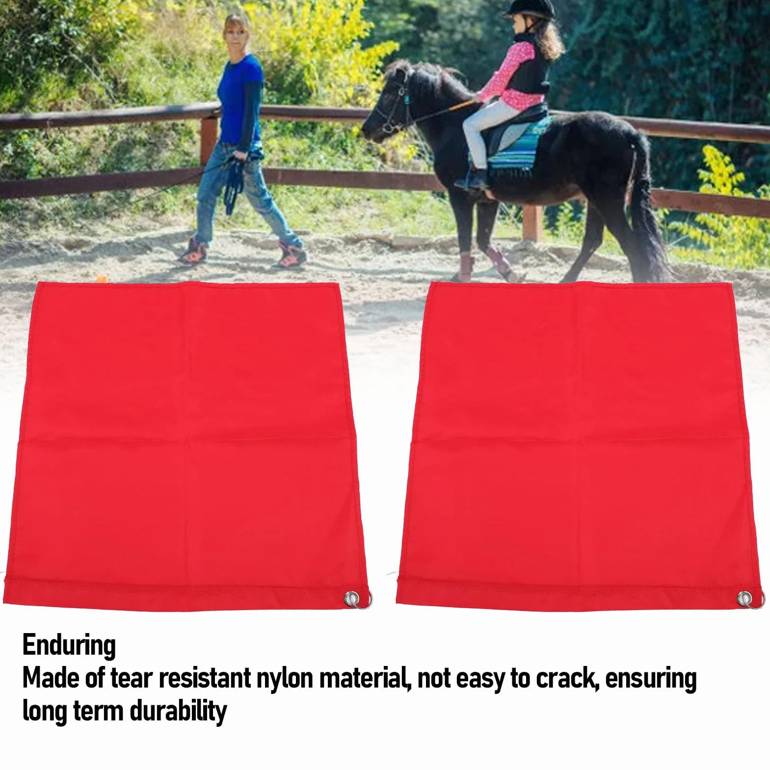 Drapeau d'entraînement équestre Portable en Nylon pour Chevaux, 2 Pièces