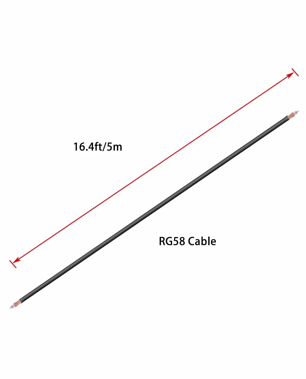 Vecys Câble Coaxial RF RG58 16.4FT/5M