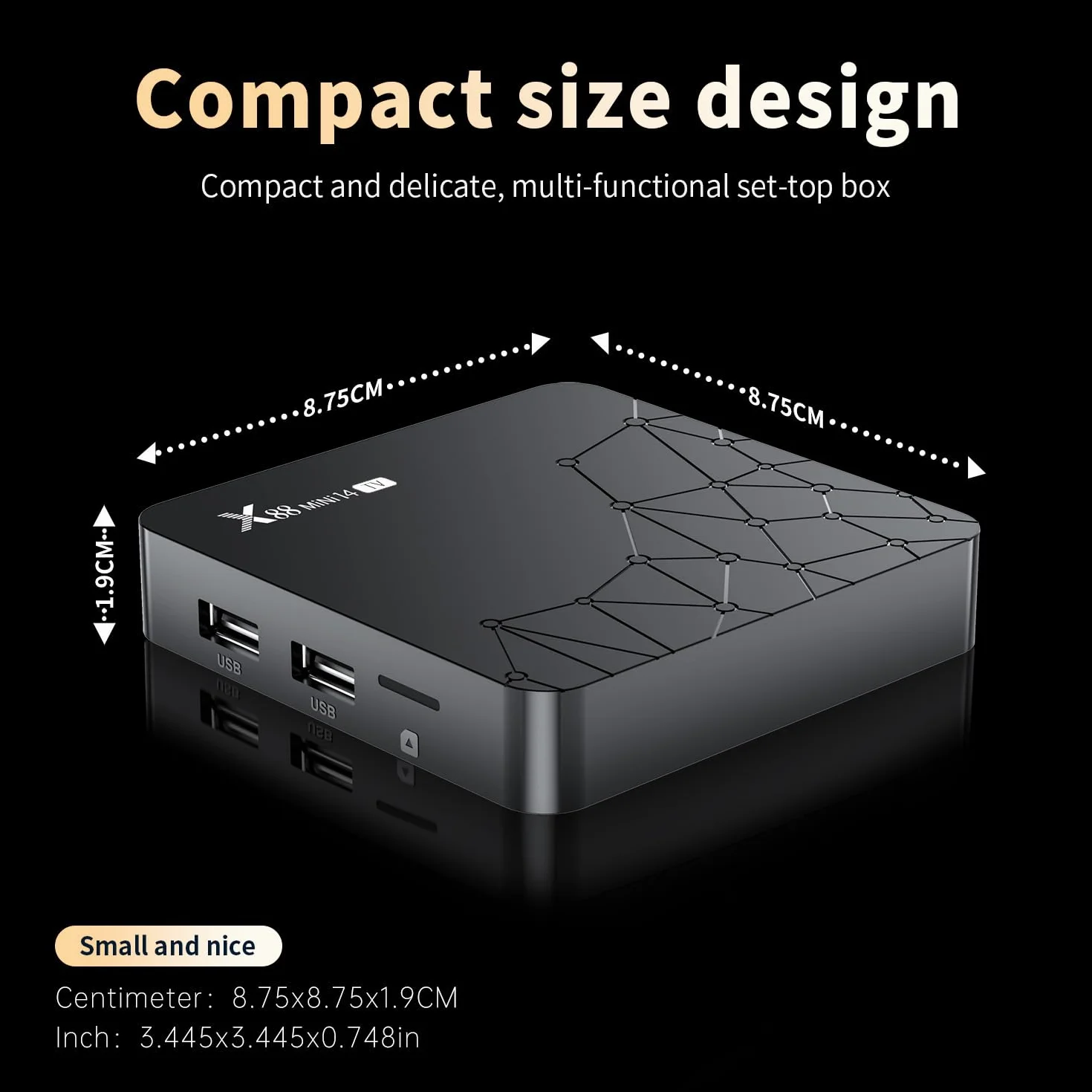 TV Box Android 14.0 2GB RAM 16GB ROM RK3518 Quad Core 100M Ethernet Dual WiFi 6 Bluetooth 5 Voice Control 4K HDR10